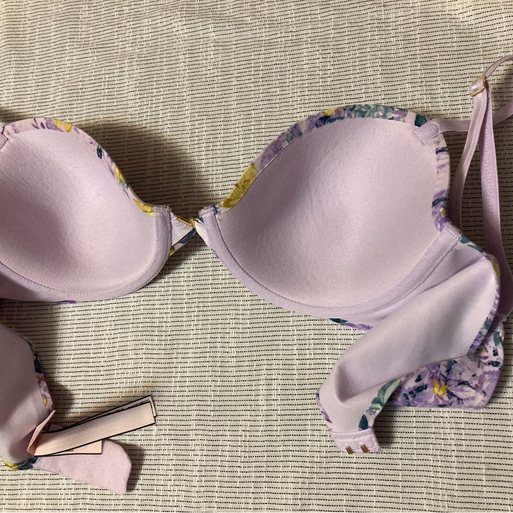 Purple Flowers and Yellow Butterflies Victoria Secret Bra. 34c. - Picture 2 of 8